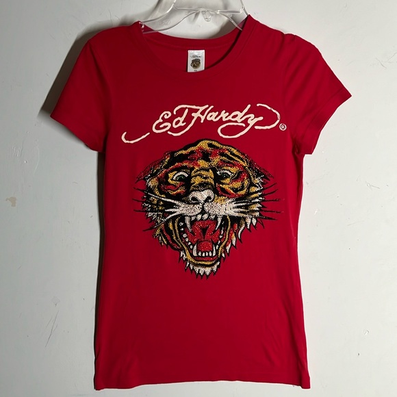 Ed Hardy Rhinestone Tiger Sz Small Shirt - Picture 2 of 8